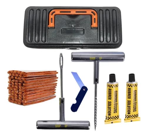 Kit remendo de pneu com 60 reparos e maleta