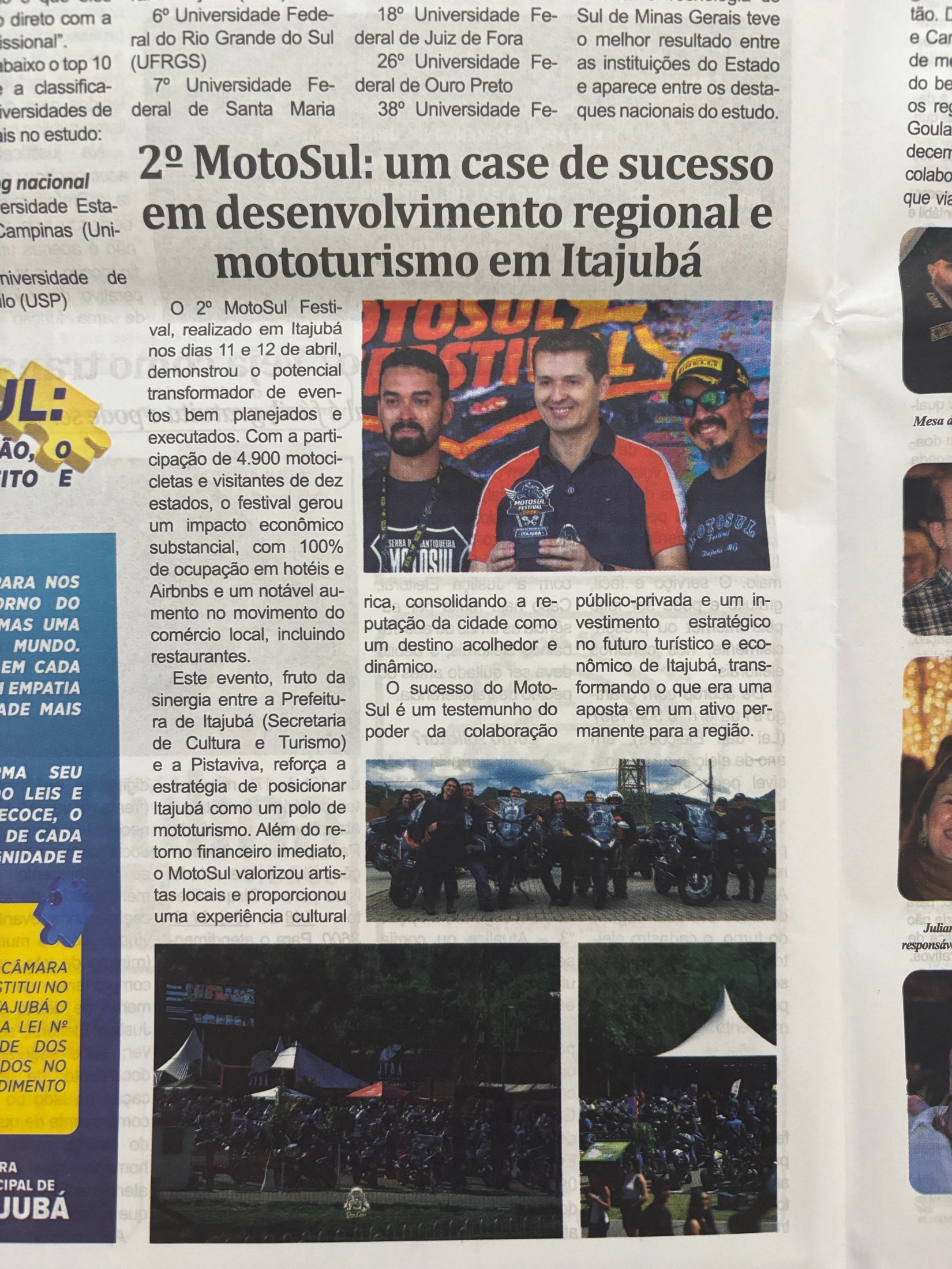 Recorte de jornal com matéria sobre segunda edição do Motosul